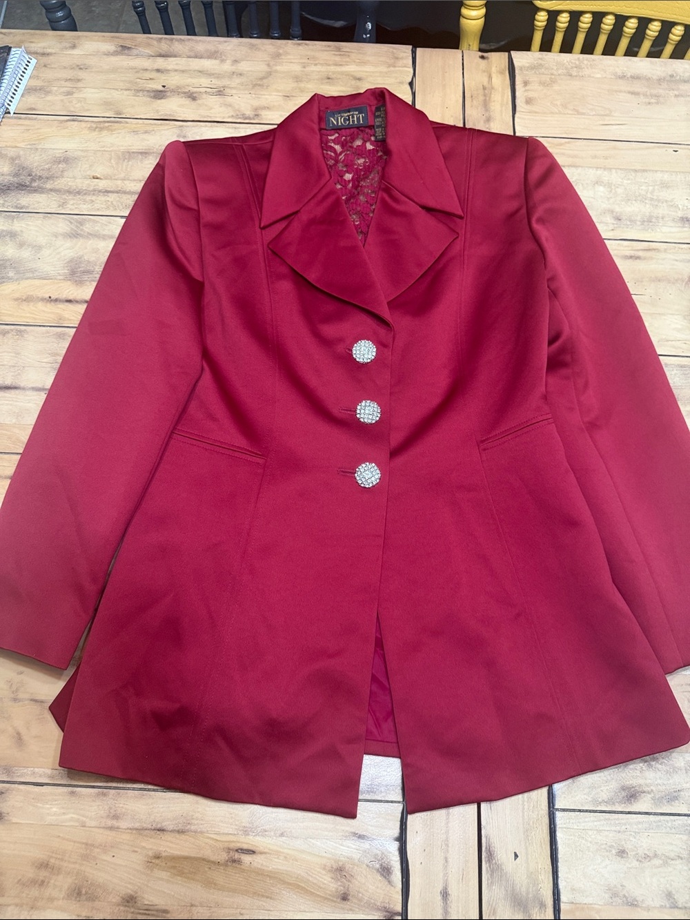 VTG Liz Claiborne Night Wine Raspberry Lace Skirt Suit Church Lady Cocktail - Picture 2 of 10